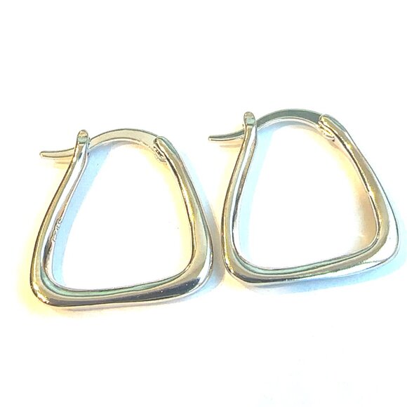 NWOT Sterling Silver 925 Abstract Hoop Earrings Elegant Modern Design - Picture 7 of 11